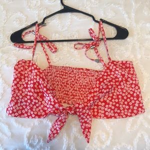 Red and white Tie Top